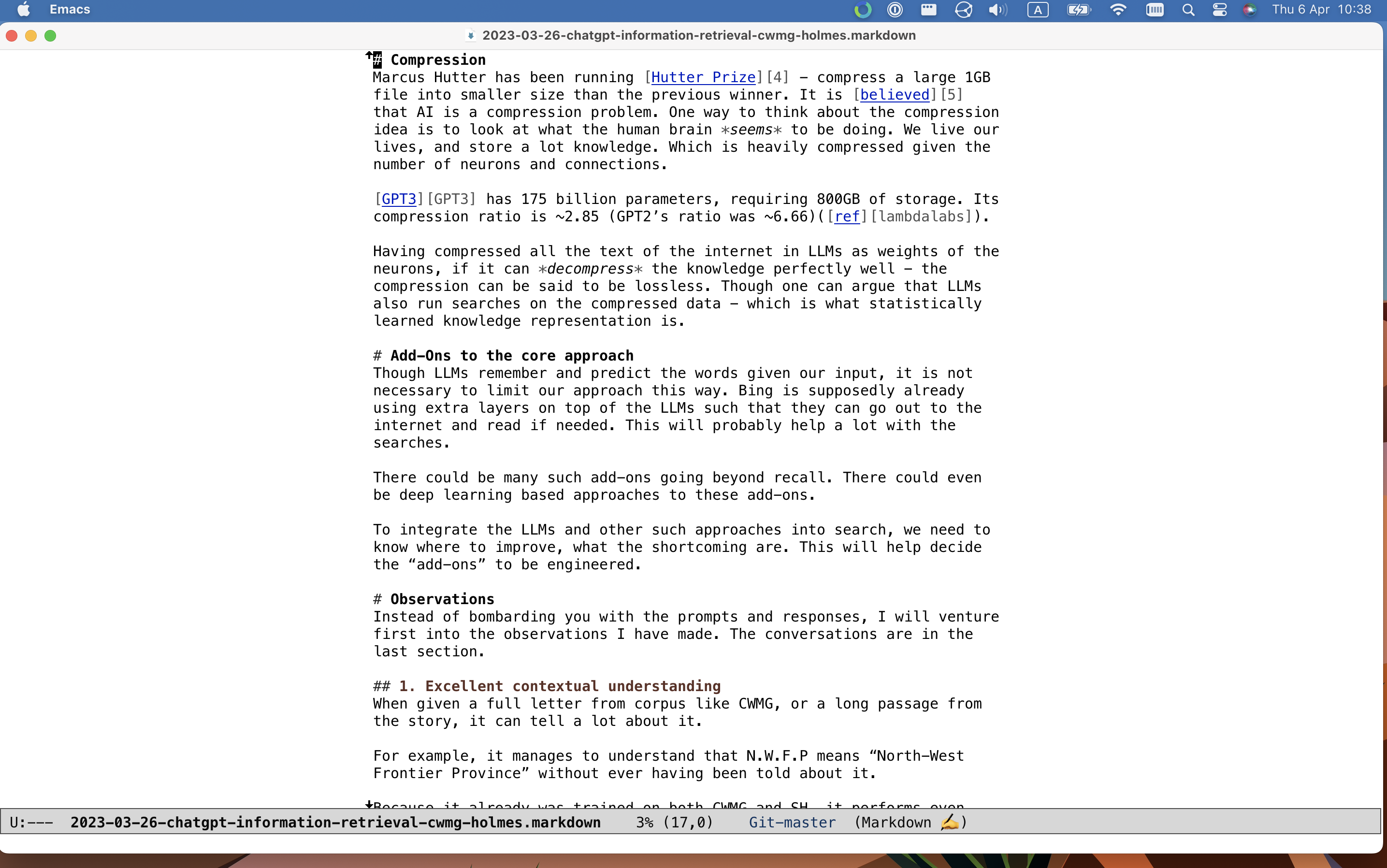 Markdown file in Emacs